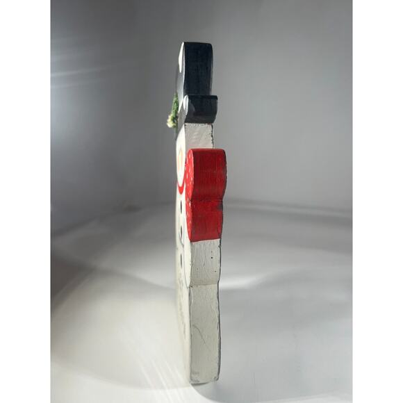 Vintage Christmas Handpainted Folk Snowman Let It Snow Wooden Decor - Picture 3 of 9